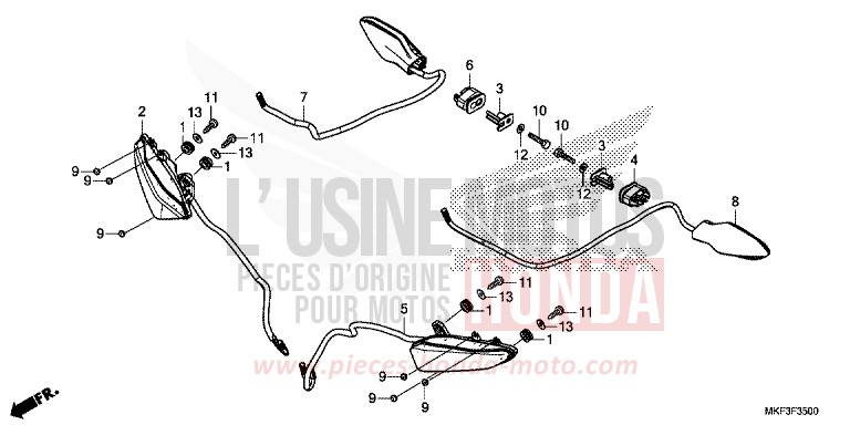 BLINKER (1) von CBR1000RR „Fireblade“ VICTORY RED (R334) von 2017